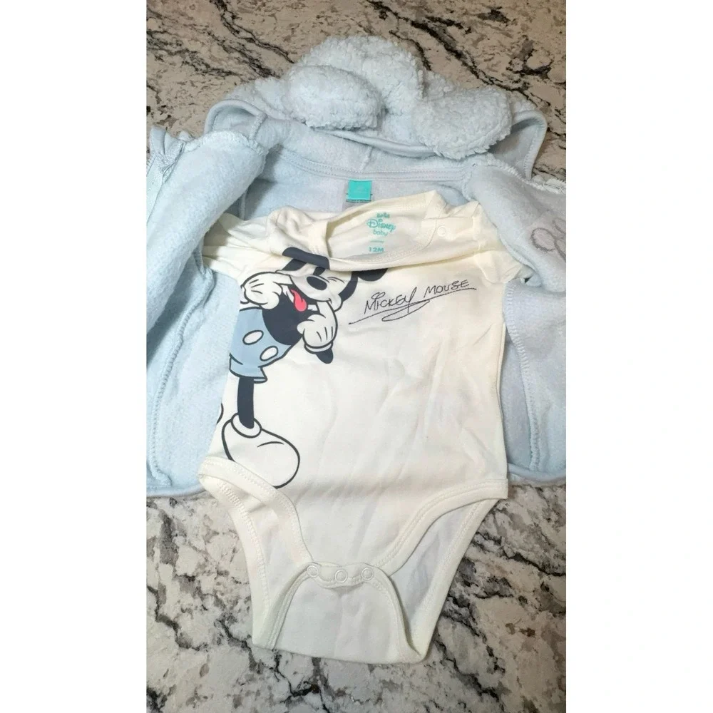 NEW three piece baby boys size 12 months Disney Mickey Mouse outfit. Super soft.